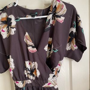 Ann Taylor purple floral wrap dress